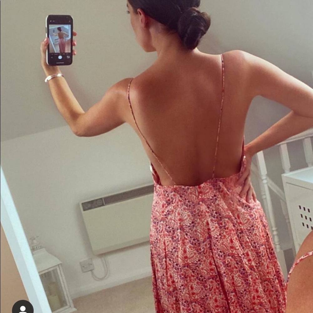 Zara Long Print Backless Dress